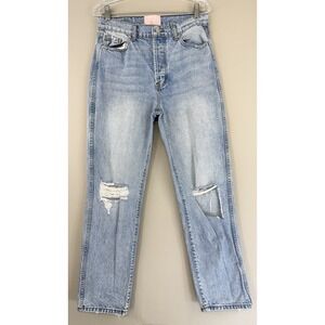 REVICE Denim Straight Leg Jeans Women's 30 Distressed Ripped High Rise